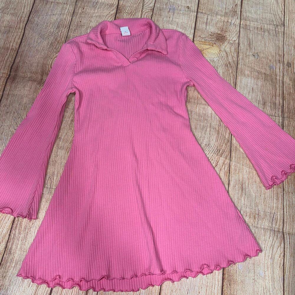Old Navy Pink Ribbed Knit Dress with Bell Sleeves 6/7